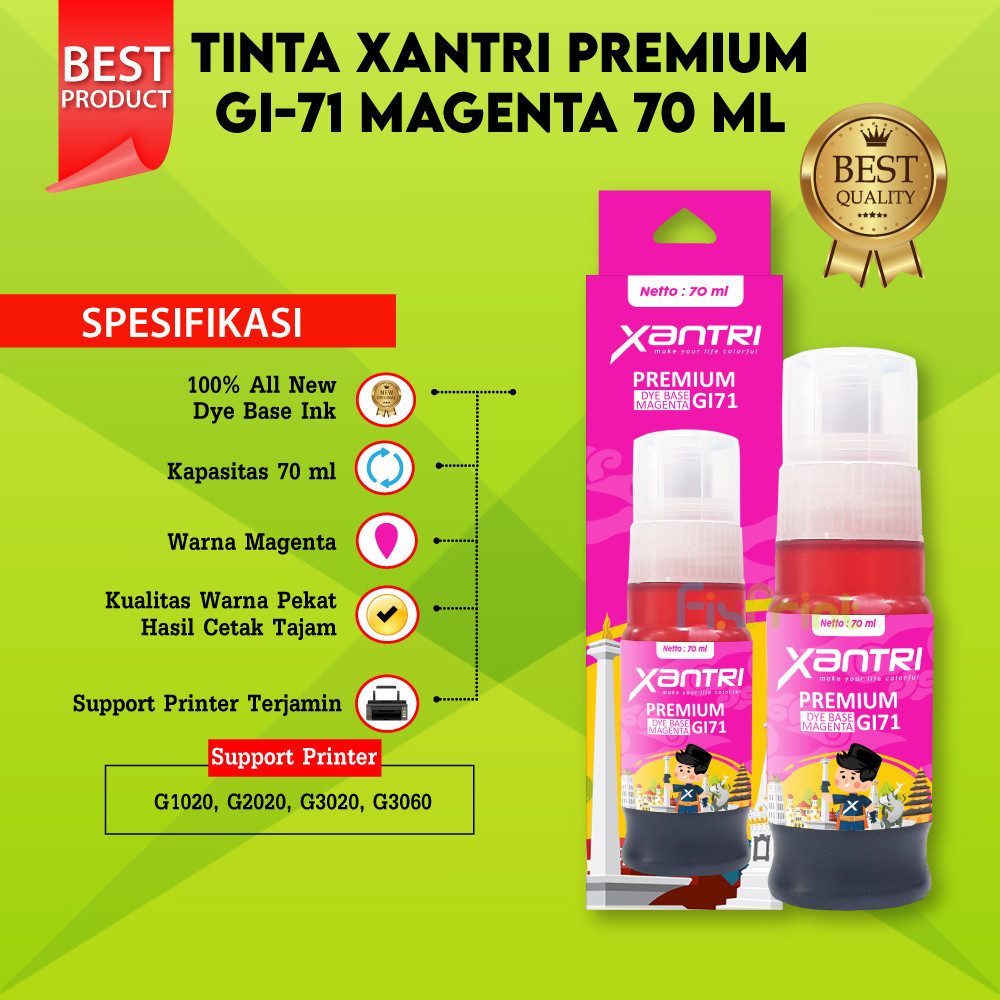 Tinta Canon Refill Compatible Xantri GI-71 GI71 GI 71 gi71 Printer G1020 G2020 G3020 G3060