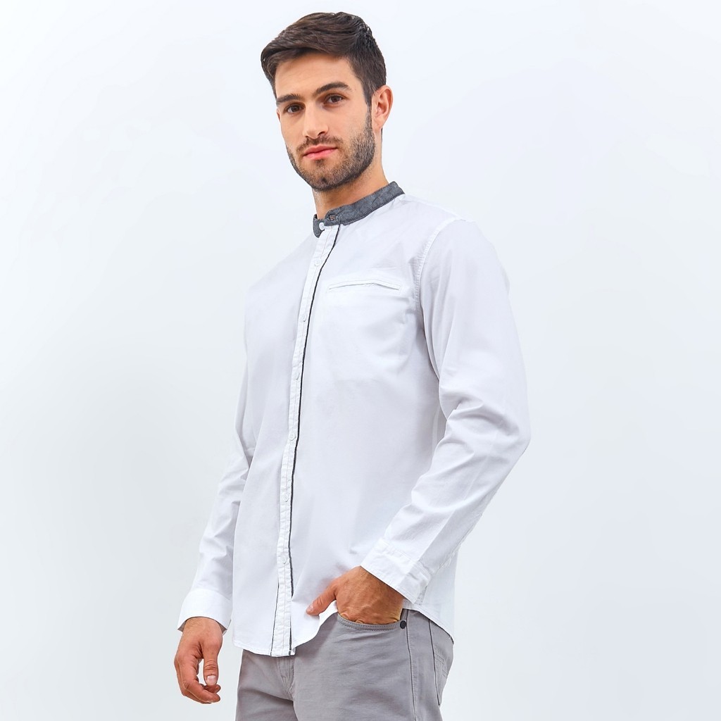 EMBA JEANS - Kemeja Koko Pria Lengan Panjang Material Katun Regular Fit - Halawa One