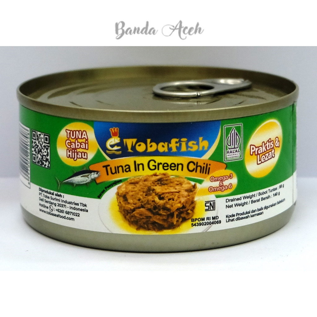 

(Aceh) Tobafish Tuna Kaleng Cabe Hijau / Tuna Can in Green Chili 140 gram / Canned Tuna