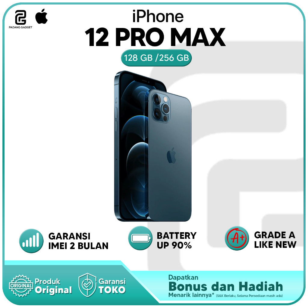 PROMO Apple Iphone 12 Pro Max [128 &amp; 256 GB] Second Original  Fullset HP Bekas Like New Smartphone Bekas Bergaransi
