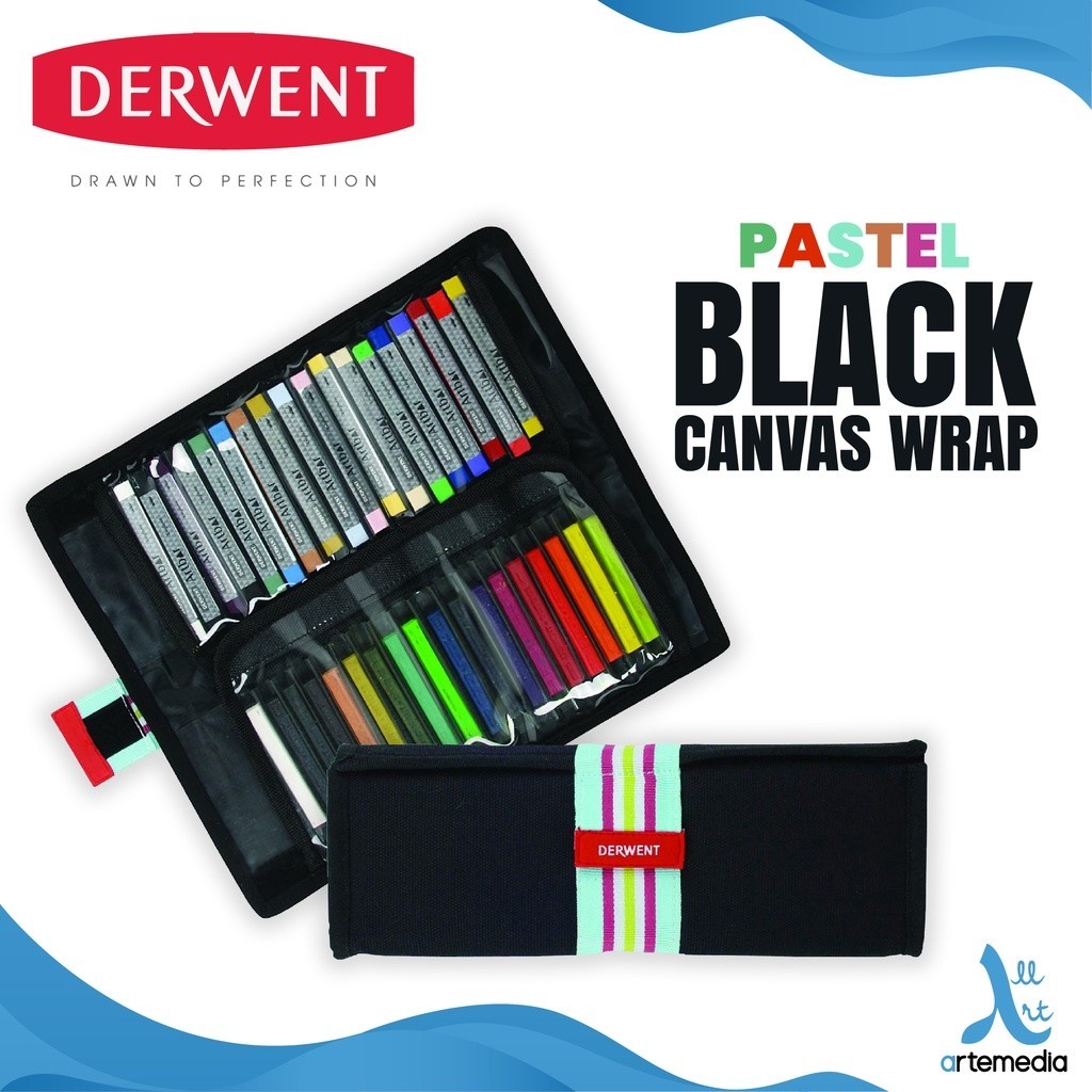 

Derwent Black Canvas Wrap Tas Alat Tulis Tempat Pastel Warna