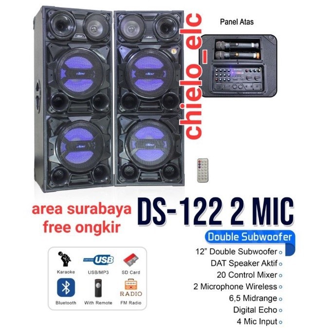 promo spesial SPEAKER AKTIF DAT DS 122+2MIC DAT DS 122 (BELUM TERMASUK ONGKIR SPEAKER), SPEAKER BLUE