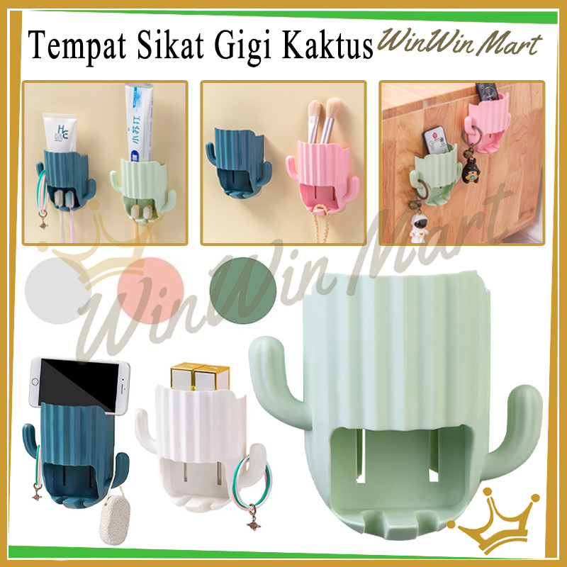 Tempat Sikat Gigi Kaktus/Gantungan Tempel Tempat Sikat Gigi/Rak Gantung Sikat Gigi Kamar Mandi