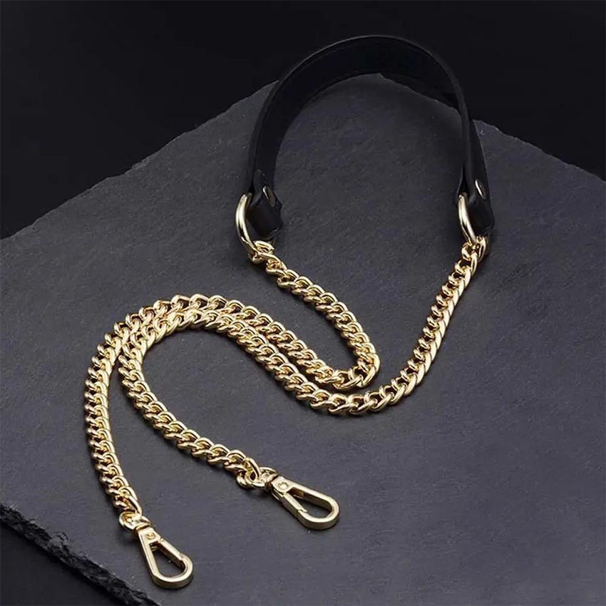 Chain Bag Strap Leather Rantai 120cm Panjang / Tali Tas Selempang Kombinasi Rantai Kulit Premium