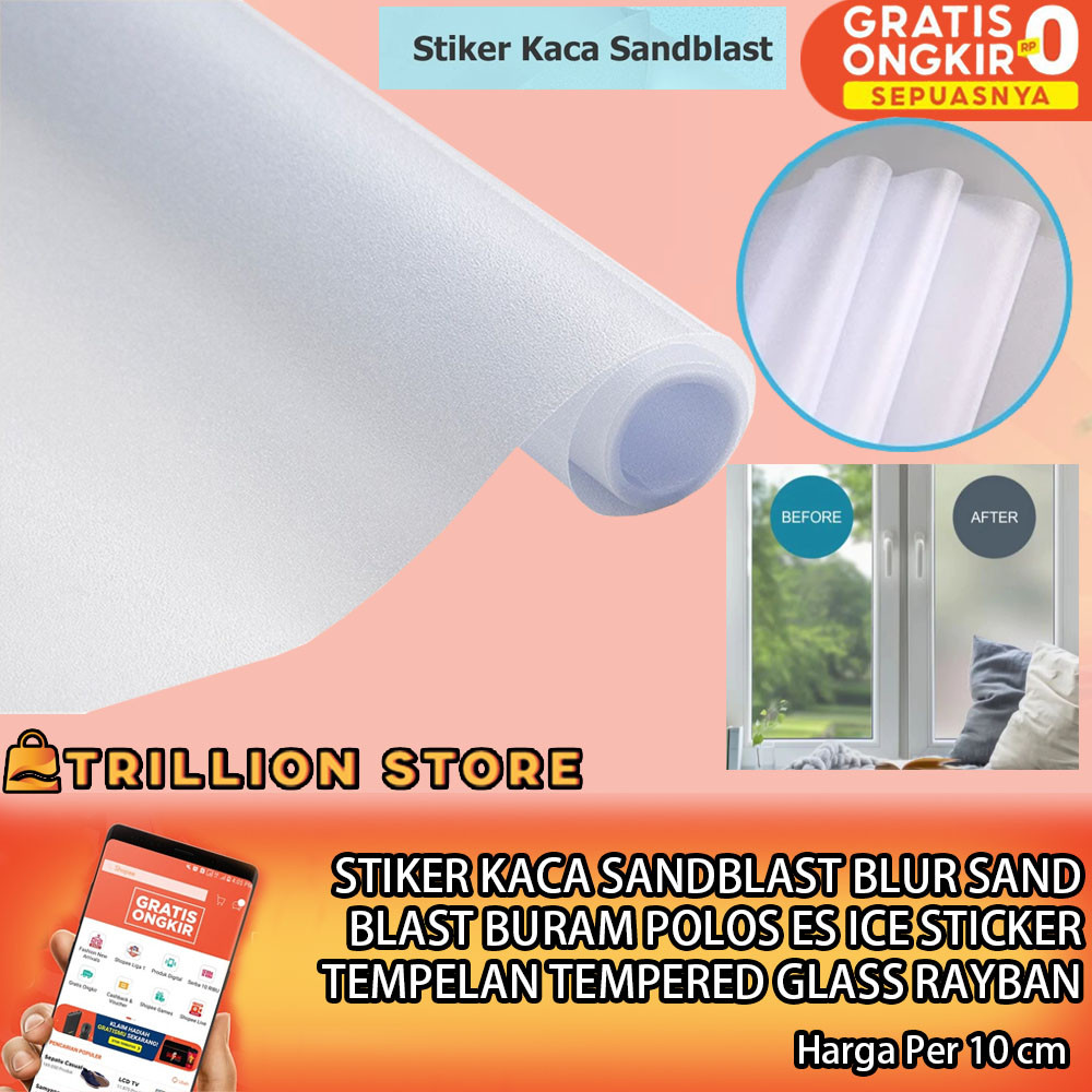 Stiker Kaca Buram Per 10cm Sandblast Polos Setiker Motif Blur Rumah Kantor Sand Blast Es Sticker Tem