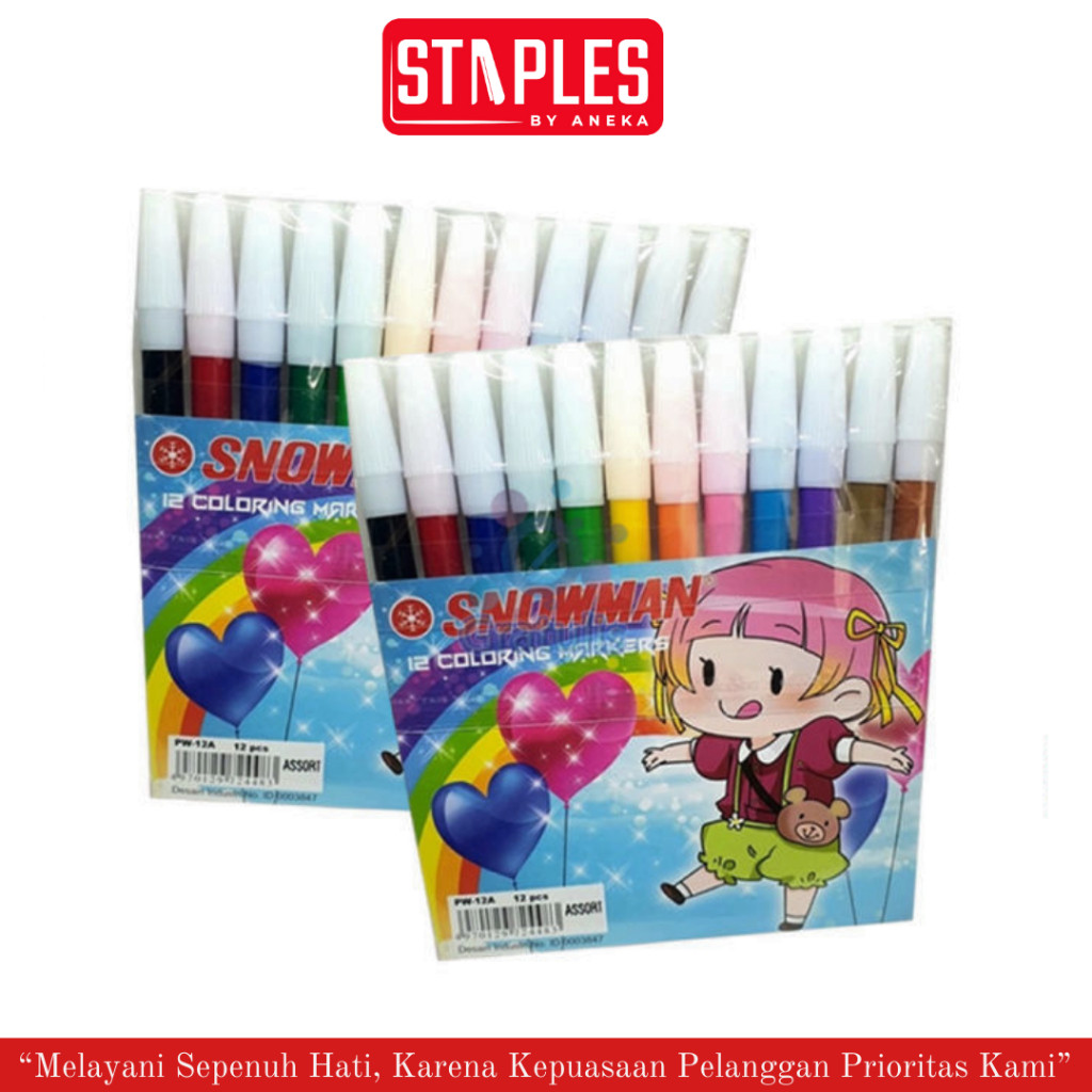 

Snowman Spidol 12 Warna / Klir Air / Spidol Kecil Warna