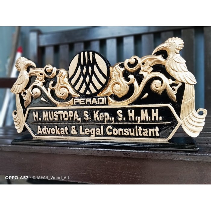 

papan nama meja ukir kayu jati-papan nama SH5321