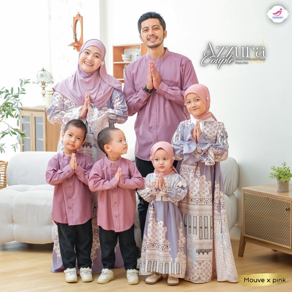T246EW Zalira Kids - Baju Gamis Sarimbit Keluarga Lebaran 2025 Azura / Dress couple mom and kids mew