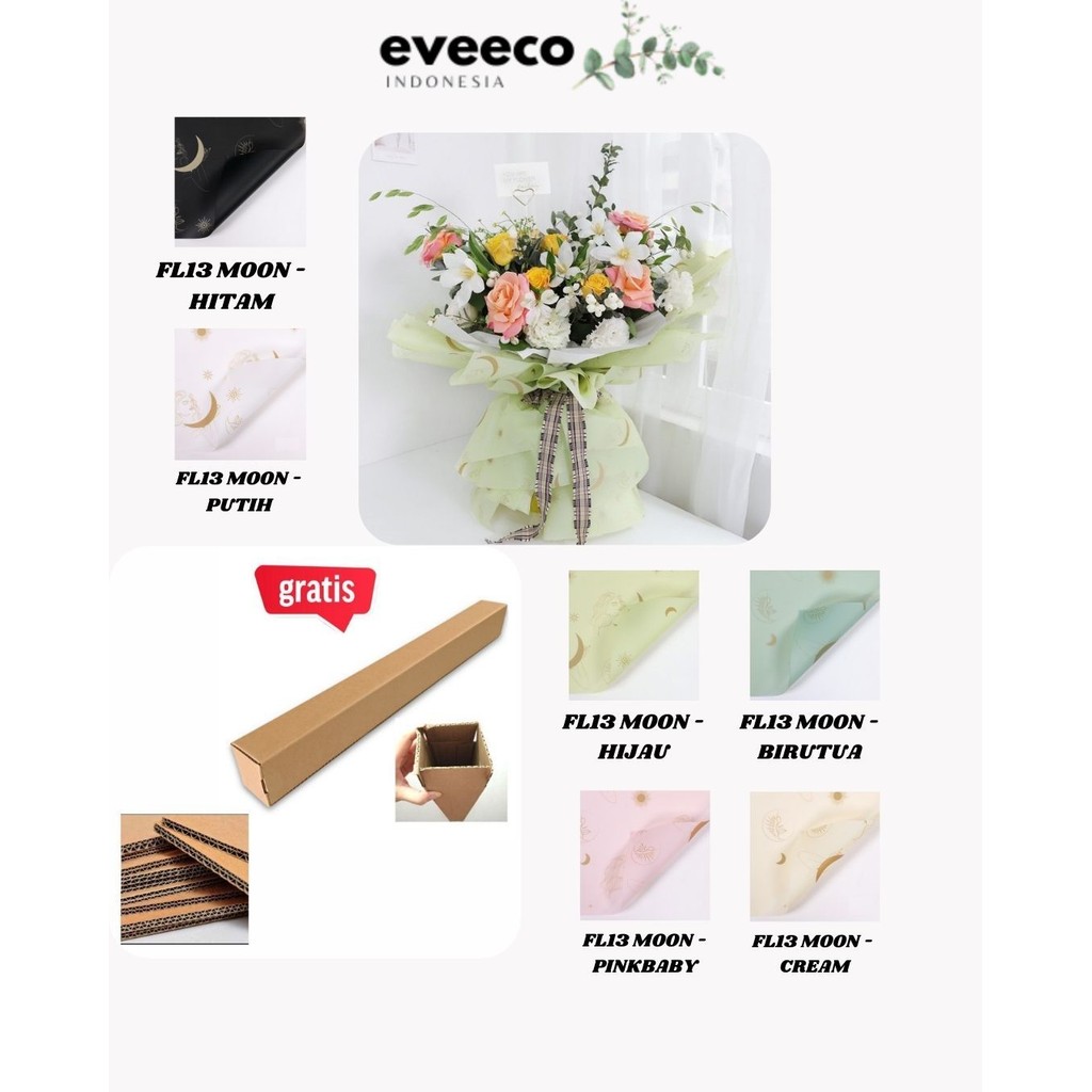

EVEEco - (5 LEMBAR) - FL13 MOON Kertas Bunga Paper Buket Motif Bulan Modern Florist Cellophane