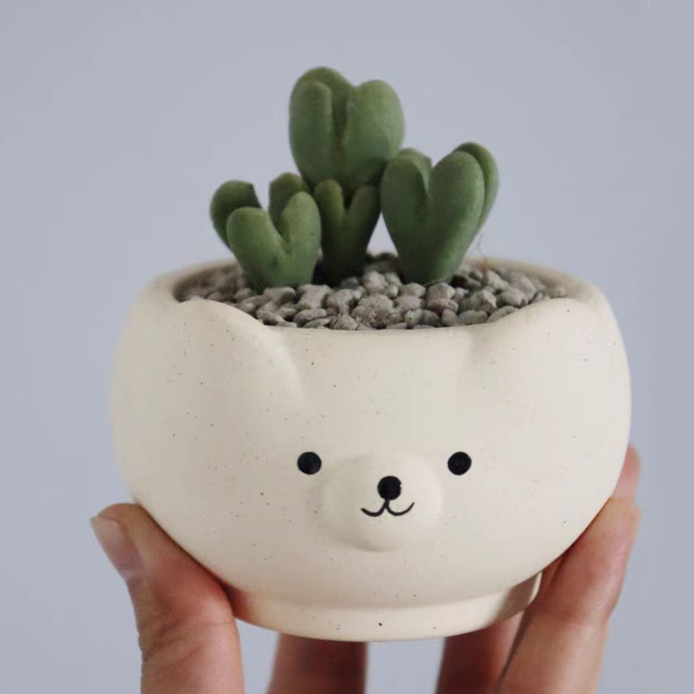 

Silicone Mold Cement Gypsum Succulent Pot Office Desktop Decompression Gift Cartoon Cute Healing Flower Pot Mold