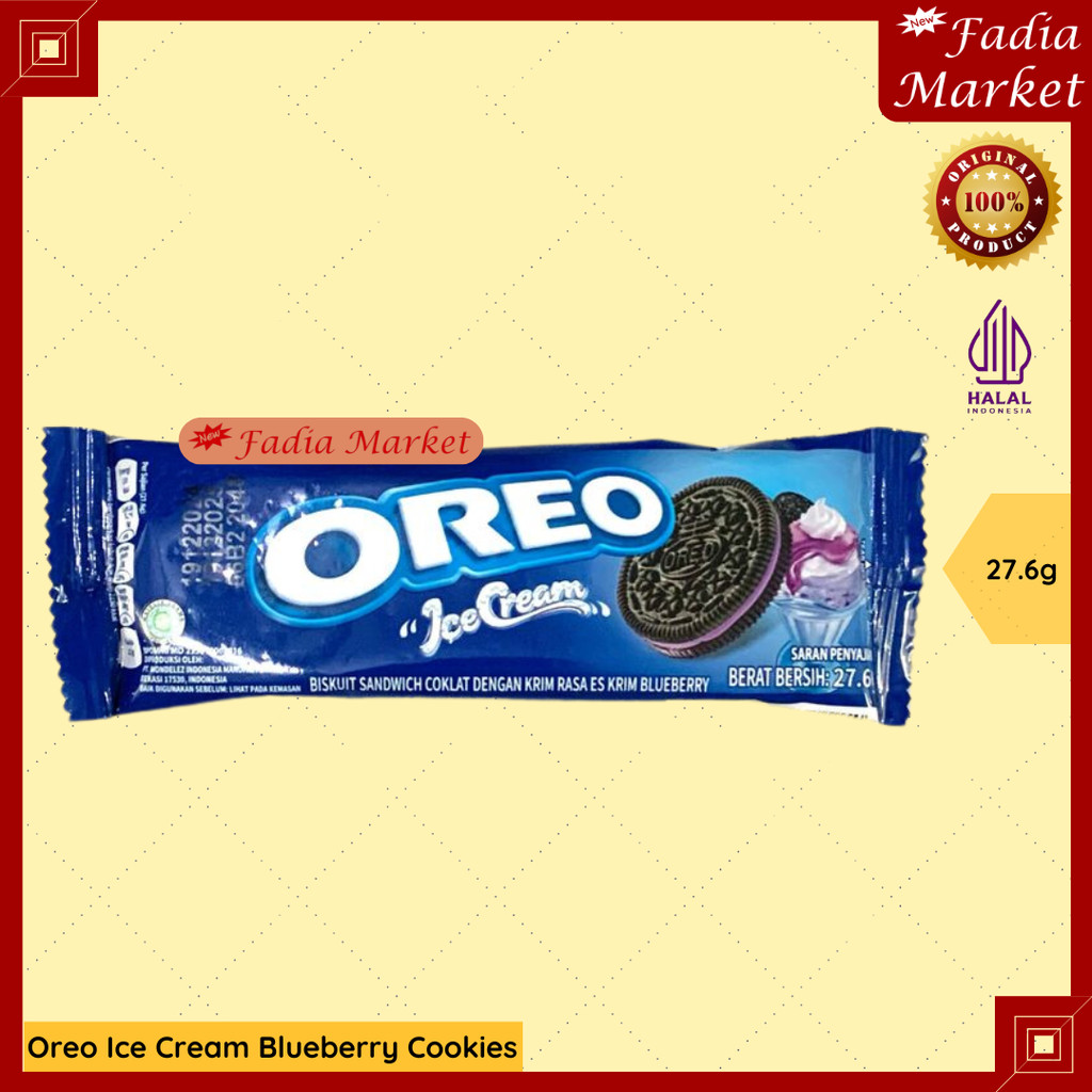 

Oreo Ice Cream Blueberry Cookies Snack Cemilan Kue Lebaran Ramadhan Idul Fitri 27.6g