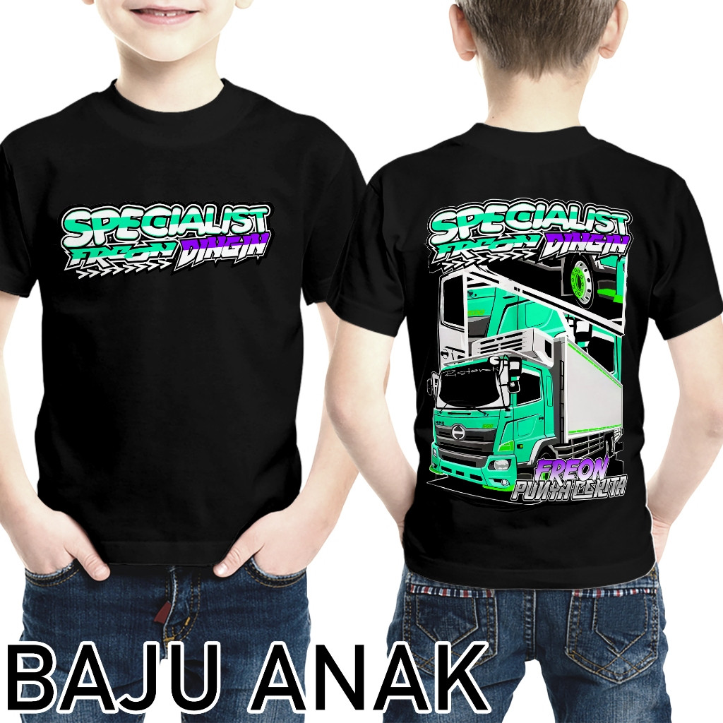 KAOS ANAK TRUCK OLENG  MANIA FREON DINGIN WARNA TOSCA USIA 1-12 TAHUN BAJU ANAK KAOS BUS - KAOS MOBI
