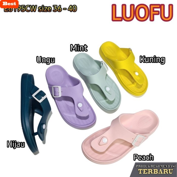 sandal wanita trend sekarang E6195CW LUOFU ORIGINAL sandal wanita jepit luofu karet import cewek
