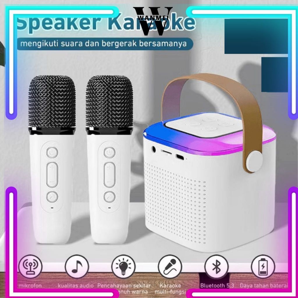 WM Speaker Bluetooth Karaoke Mini Speaker Full Bass/Set Salon BT Speaker FREE Mic Full Bass Portable