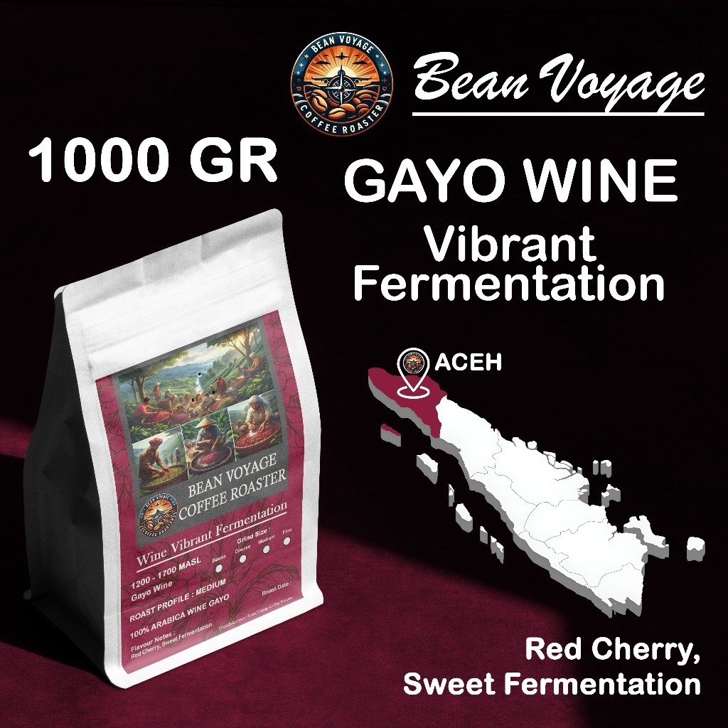 

Bean Voyage Biji Kopi Bubuk Arabika Gayo Wine Fermentasi Roast Beans Full Arabica Coffee 1kg