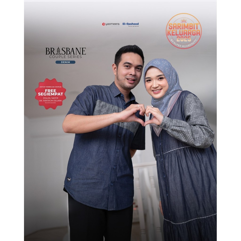 Couple Series Gamis Brisbane / Gamis Denim Washed Premium Stylish By Yasmeera