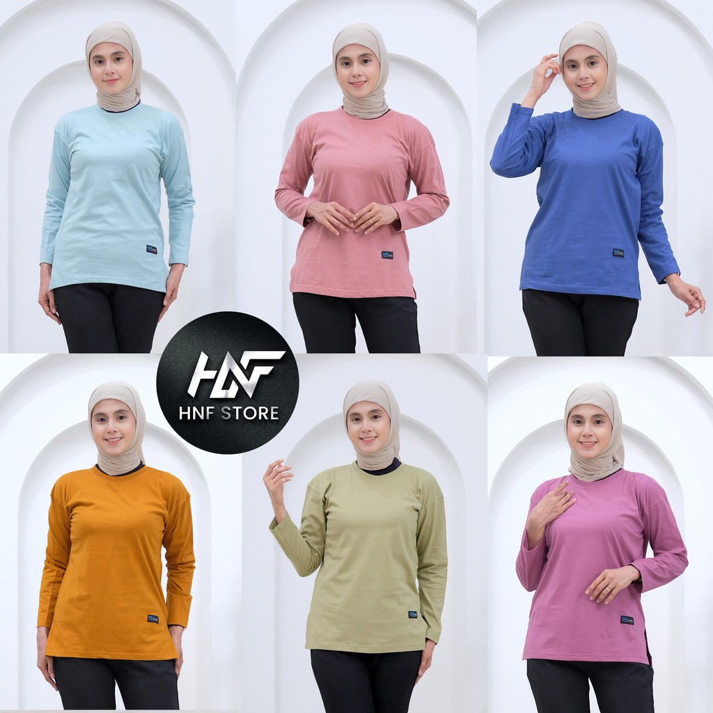 HNF KAOS WANITA LENGAN PANJANG BAHAN KATUN KNITTO 20S - KAOS WANITA TANGAN PANJANG