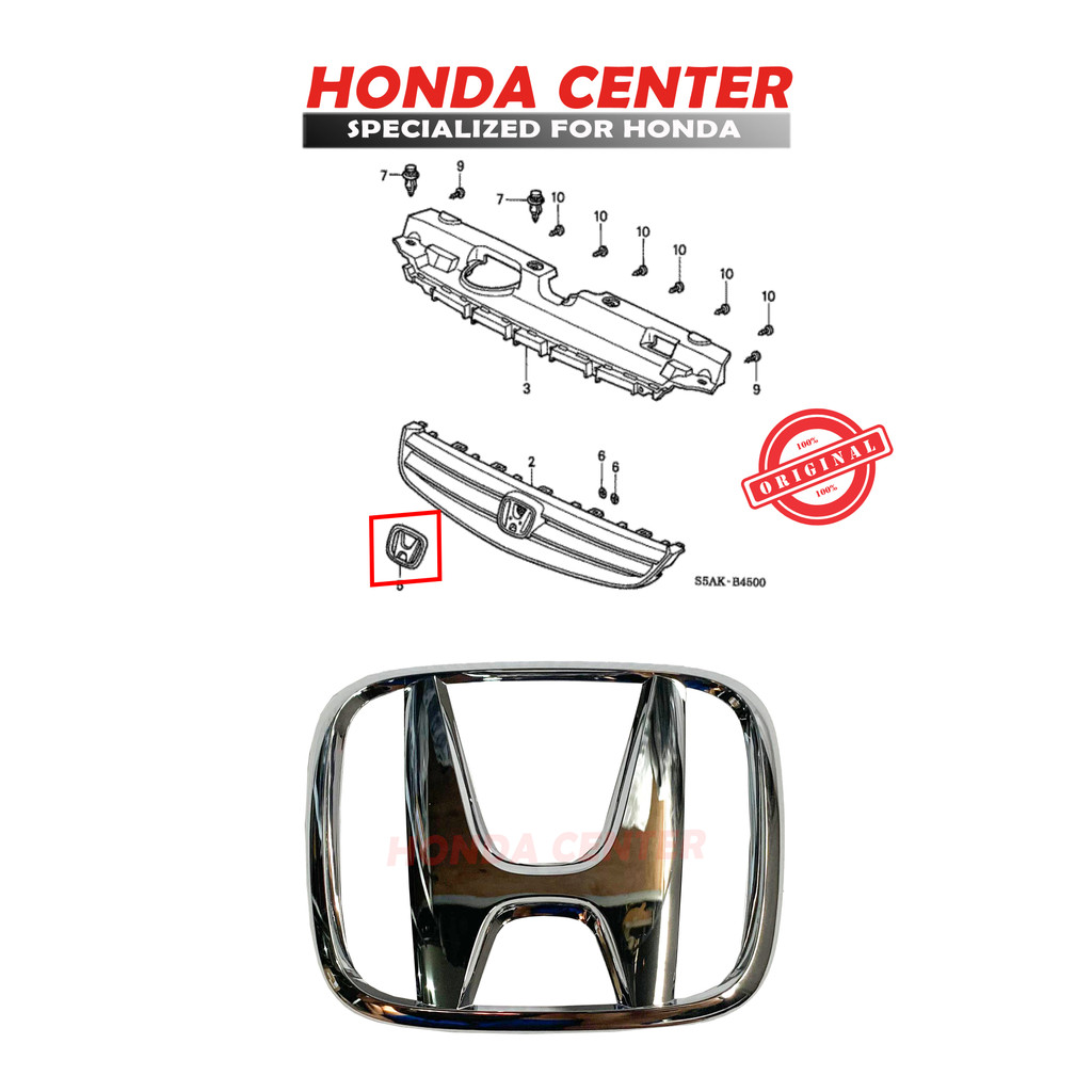 Logo Emblem H Honda Depan Civic Vti 2001 2002 2003 Original