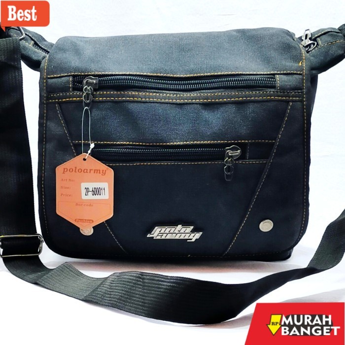 tas selempang pria kekinian Tas Selempang Pria Bahan Kanvas Merk Polo Army - Hijau Army