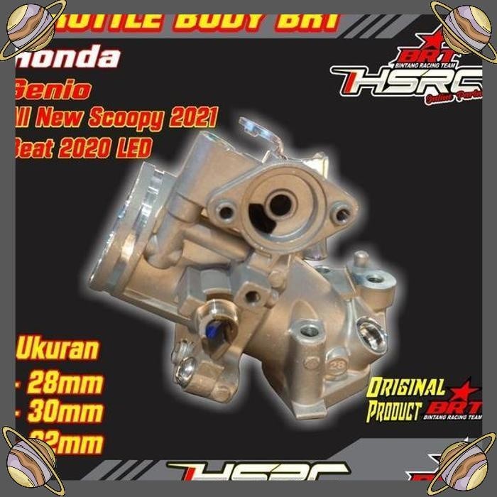 [HSR] THROTTLE BODY RACING BRT HONDA GENIO BEAT 2020 DELUXE LED ALL NEW SCOOPY FI 28 30 32 MM TB KAR