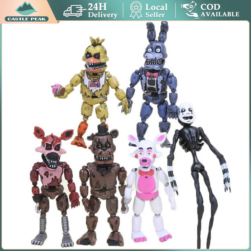 Action Figure Set FNAF Five Night At Freddy Fazbear Bonie Foxy Montgomery Glamrock