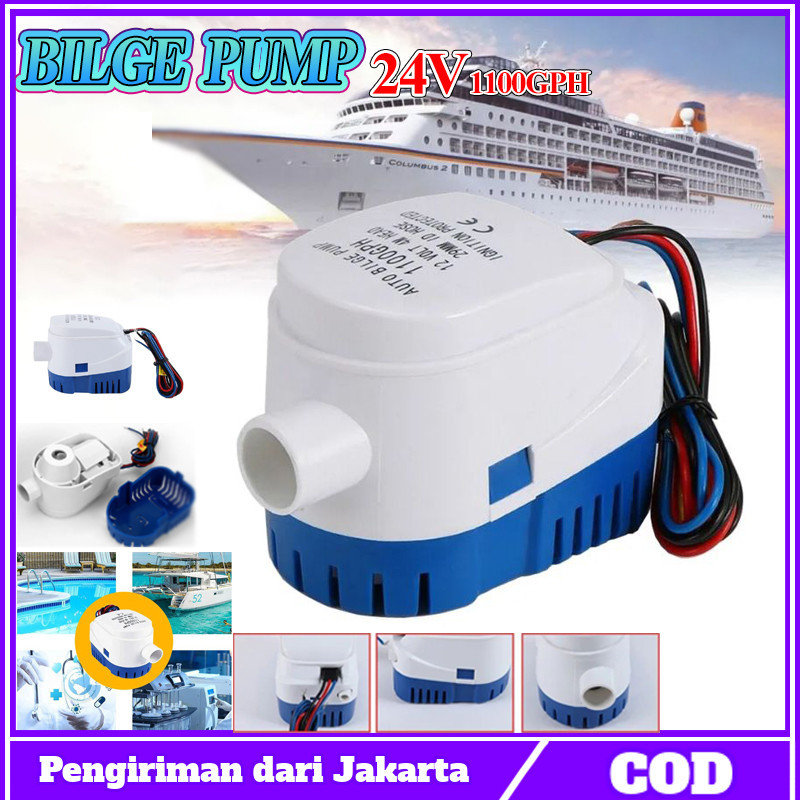 【siap】1100GPH Pompa Air Celup Bilge Automatic Otomatis 12V/24V - 24V Bilge Pump Pompa Air Dc