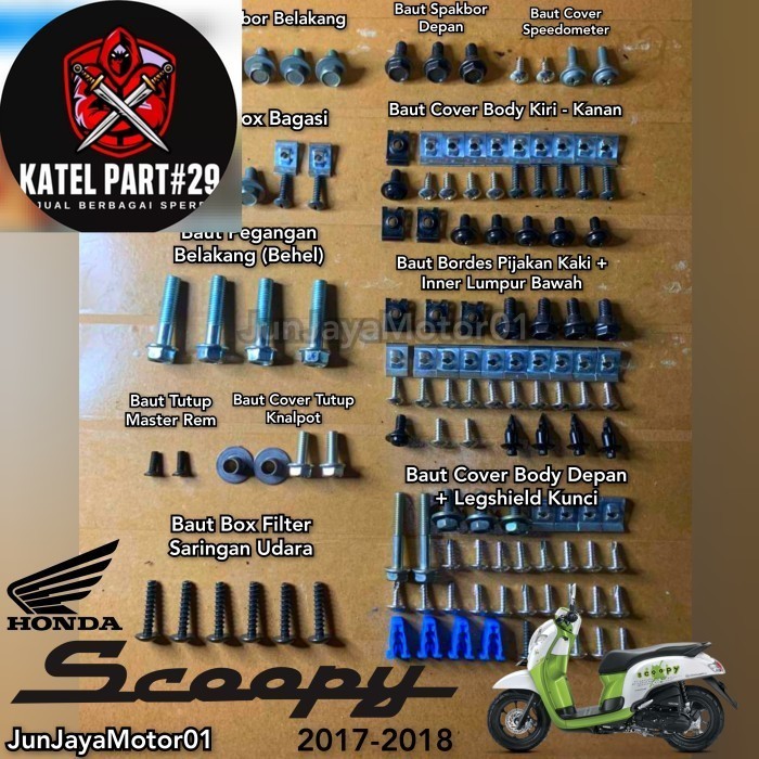 Baut Lengkap Full Set Bodi Body Scoopy Esp 2017 - 2018