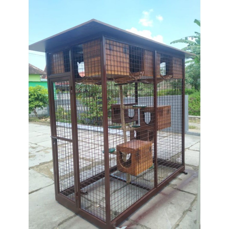 Promo Murah Kandang kucing anjing outdoor bahan besi kuat ukuran besar jumbo rumah hewan bisa custom