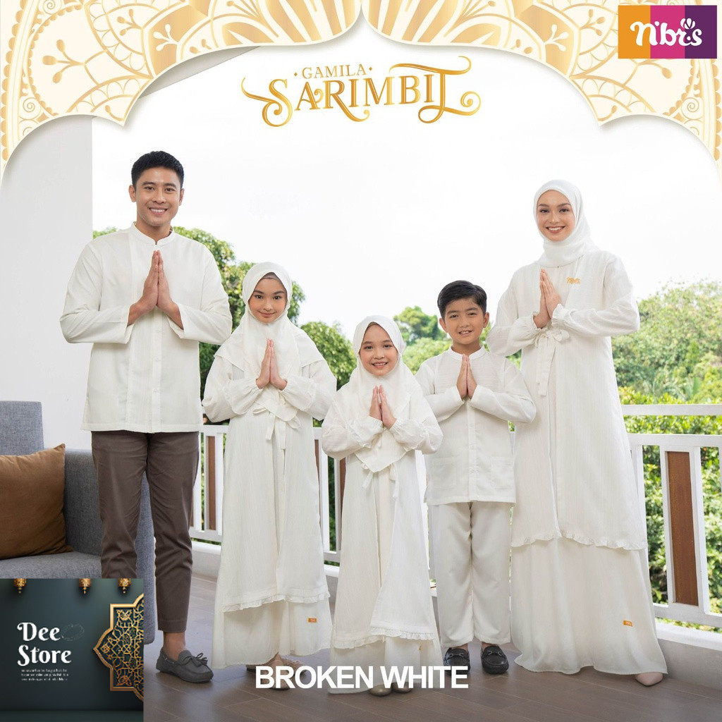 Sarimbit Keluarga 2023 Lebaran Series GAMILA WHITE  by NIBRAS - SARIMBIT LEBARAN 2024 - Baju Lebaran