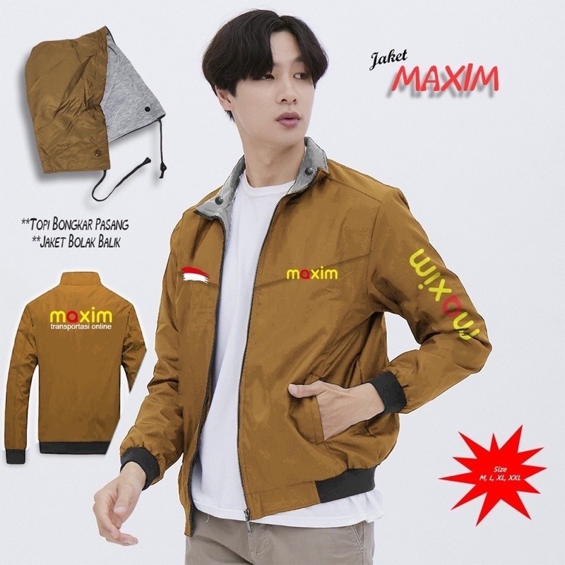 JAKET MAXIM // JAKET DRIVER TERBARU OJEK ONLINE MAXIM BOLAK BALIK JAKET CUSTOM SABLON