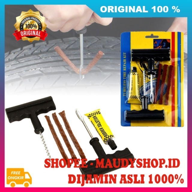 Tire Repair Kit Alat Tambal Ban Tubles Alat Penambal Ban Mobil Motor Paket Tambal Ban ASLI ORI