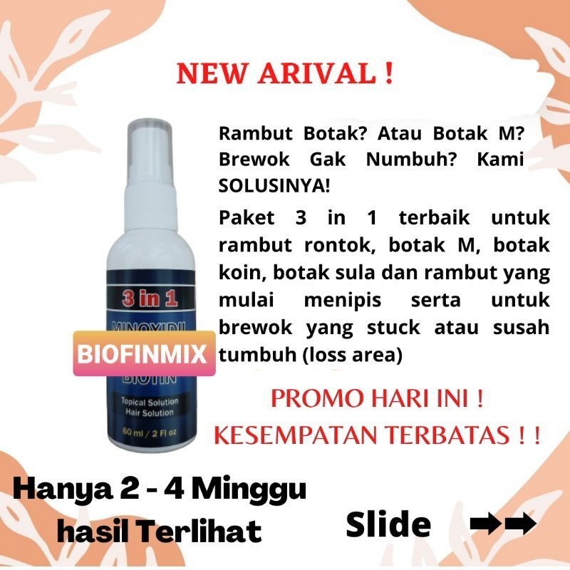 ASLI Bio Finmix Minoxidil Asli Original Obat  Penumbuh Rambut Dan Mengatasai Rambut Rontok Hingga Ra