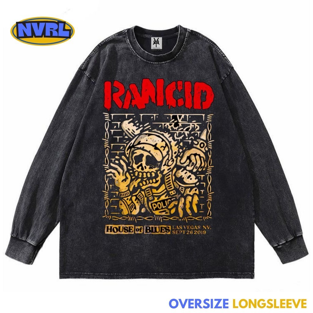 Kaos oversize longsleeve rancid house of blues washed washing vintage tee