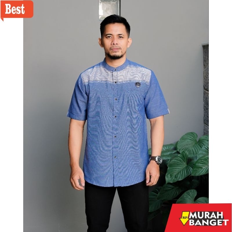 Baju muslim pria pendek- Ilnaaf Baju Koko Dewasa Lengan Pendek Filavil Motif