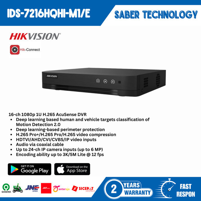 DVR 16 CHANNEL HIKVISION iDS-7216HQHI-M1/E DVR HIKVISION 5MP