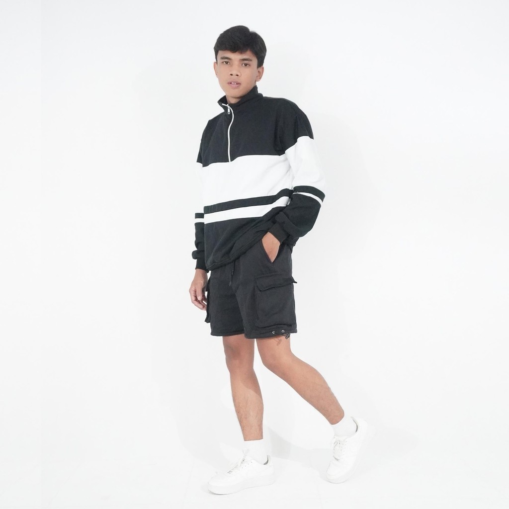 Crewneck Zip UP Sense, Of Place Striped Color Block