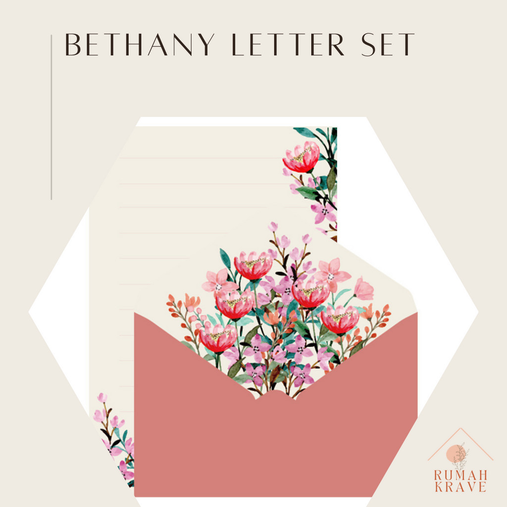 

RUMAH KRAVE - Bethany Letter Set Kertas Surat dan Amplop Bunga