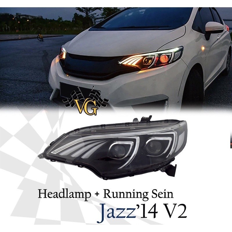 HEADLAMP HONDA JAZZ GK5 ON PROJECTOR SEQUENTIAL MERCY STYLE