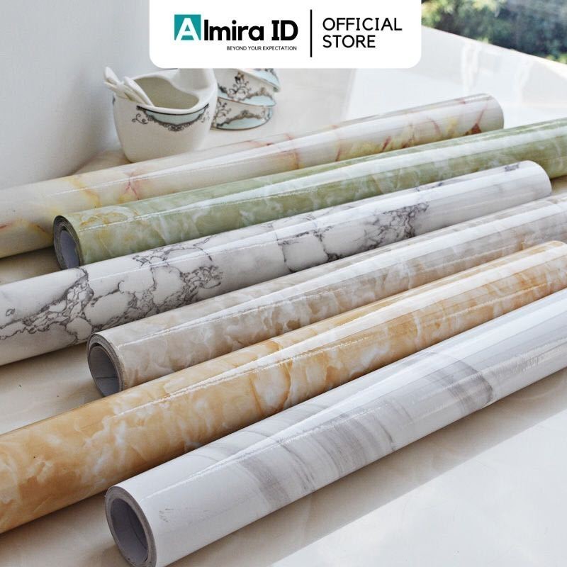 [High Quality] Wallpaper Furniture Glossy Polychrome Marmer Dapur 3 m x 60 cm Meja Glossi Kitchen se