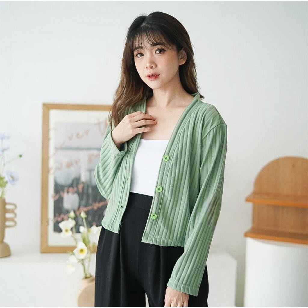 cardigan Crop knit wanita style korea