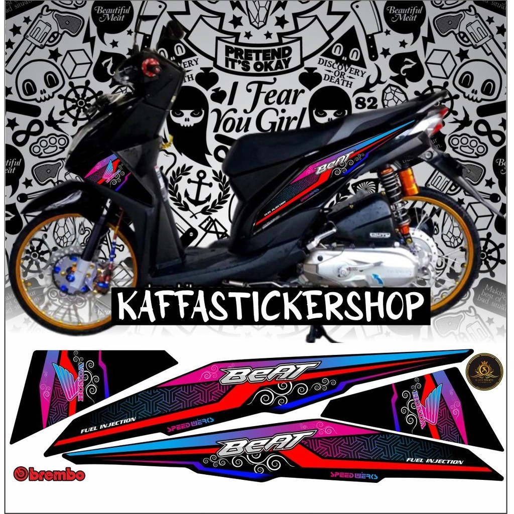 COD/ STRIPING BEAT FI INJEKSI STICKER LIST BODY MOTOR BEAT FI STIKER LIST VARIASI POLET STIKER MERAH