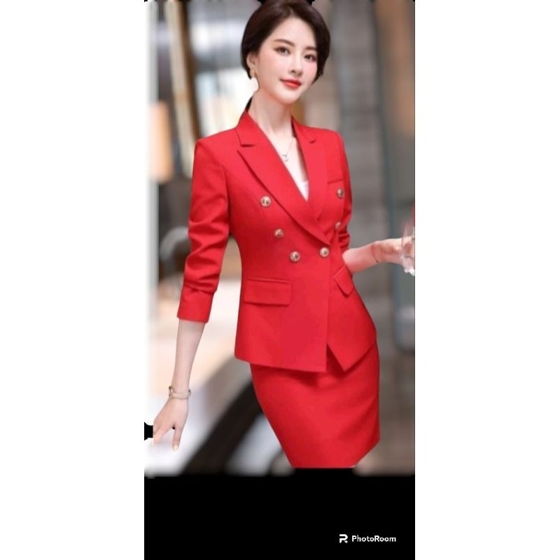Setelan Jas Wanita Motif kancing 6 Terbaru/setelan jas blazer wanita