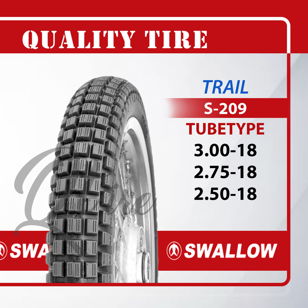 Ban Luar Motor Trail Swallow S-209 Ukuran 250 275 300 Ring 18 Tubetype Ban Motor Semi Trail