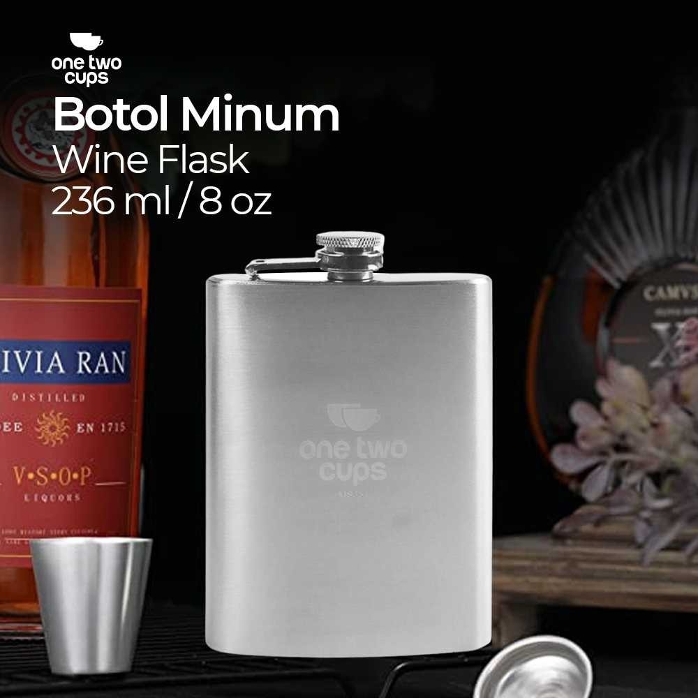 One Two Cups Botol Minum Wine Bir Hip Flask Stainless Steel 8oz Silver 18/8 Stainless Steel 12OZ Hip