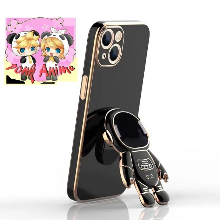 Casing Astronot Iphone 15 14 13 12 11 |Pro |Pro Max  Soft Case - Hitam, 13/13Pro