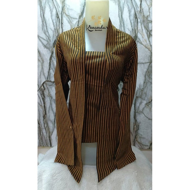 LURIK JAWA Kebaya Lurik Cokelat Garis Kecil Size Dewasa / Kebaya Lurik Kutubaru / Pakaian Adat Jawa