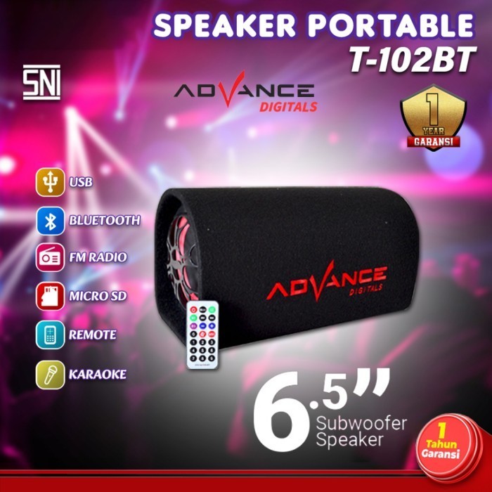 Advance Speaker Bluetooth Karaoke Subwoofer 6 Inch T-102BT