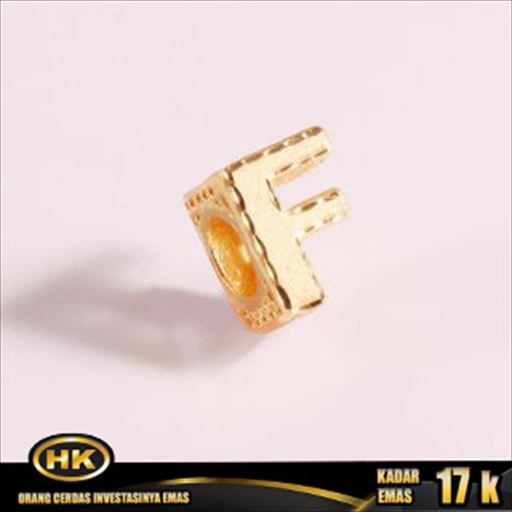 Liontin Emas 17K - Huruf F - HK Gold