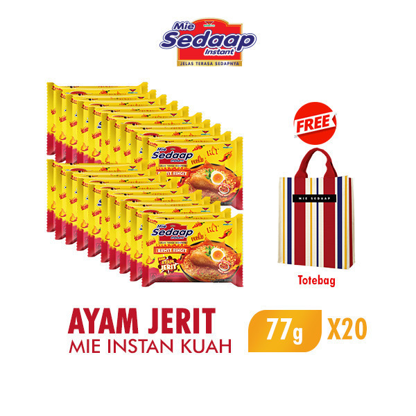 

Sedaap Mie Instan Ayam Jerit 77 gr x 20 Pcs Free Totebag