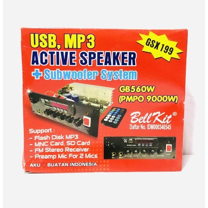 Kit Power Speker Aktif Stereo GSX - 199 + MP3 + Subwoofer